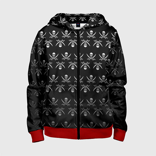 Детская толстовка на молнии Пиратский pattern / 3D-Красный – фото 1