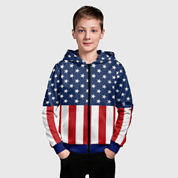 Толстовка на молнии детская Флаг США, цвет: 3D-синий — фото 2