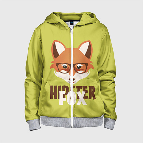 Детская толстовка на молнии Hipster Fox / 3D-Меланж – фото 1