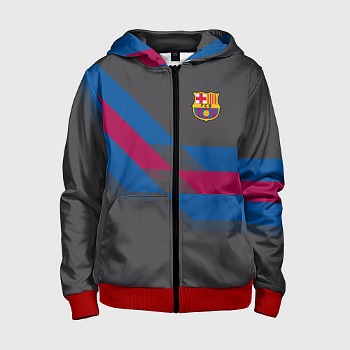 Детская толстовка на молнии Barcelona FC: Dark style / 3D-Красный – фото 1