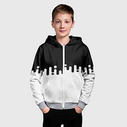 Толстовка на молнии детская Чёрно-белый узор, цвет: 3D-меланж — фото 2