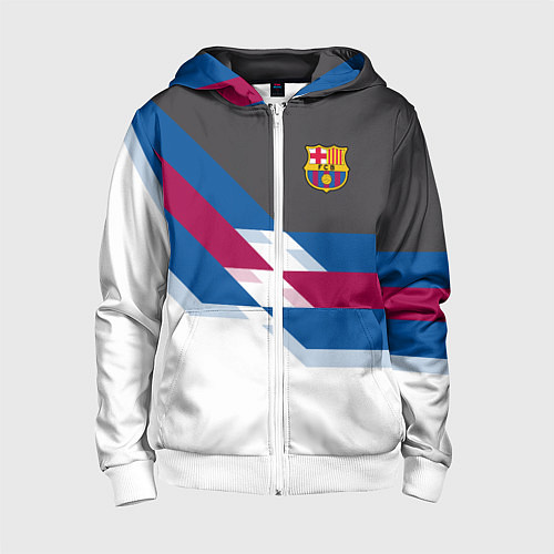 Детская толстовка на молнии Barcelona FC: White style / 3D-Белый – фото 1