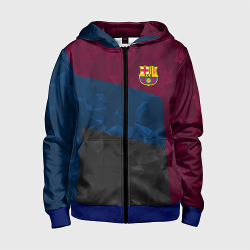 Детская толстовка на молнии FC Barcelona: Dark polygons / 3D-Синий – фото 1