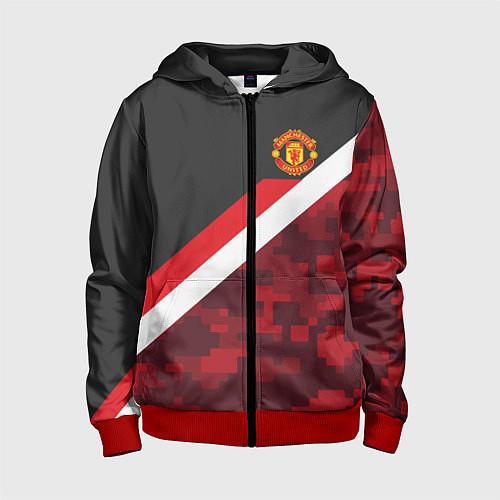 Детская толстовка на молнии Man UTD FC: Sport Camo / 3D-Красный – фото 1