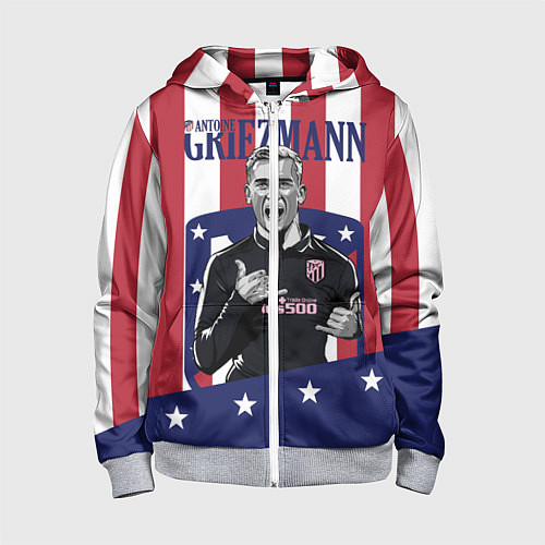 Детская толстовка на молнии Griezmann: Atletico Star / 3D-Меланж – фото 1