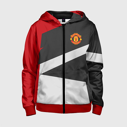 Детская толстовка на молнии FC Manchester United: Sport Geometry / 3D-Красный – фото 1