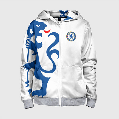 Детская толстовка на молнии FC Chelsea: White Lion / 3D-Меланж – фото 1