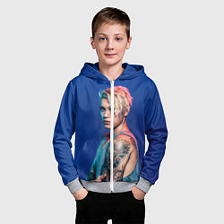 Толстовка на молнии детская Джастин Бибер, цвет: 3D-меланж — фото 2