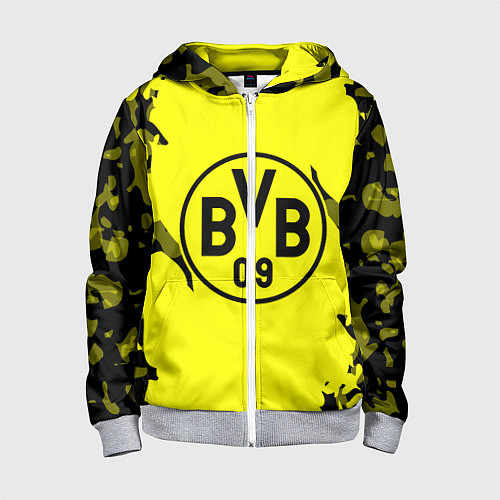 Детская толстовка на молнии FC Borussia Dortmund: Yellow & Black / 3D-Меланж – фото 1