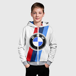 Толстовка на молнии детская BMW M: White Sport, цвет: 3D-меланж — фото 2