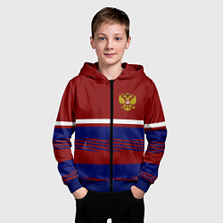 Толстовка на молнии детская Герб РФ: Красный стиль, цвет: 3D-синий — фото 2