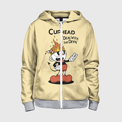 Детская толстовка на молнии Cuphead: Flame Mugman