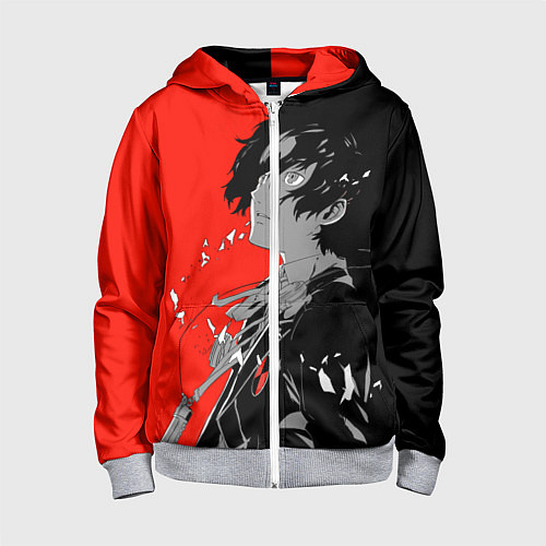 Детская толстовка на молнии Red Persona / 3D-Меланж – фото 1