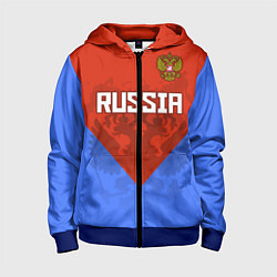 Толстовка на молнии детская Russia Red & Blue, цвет: 3D-синий