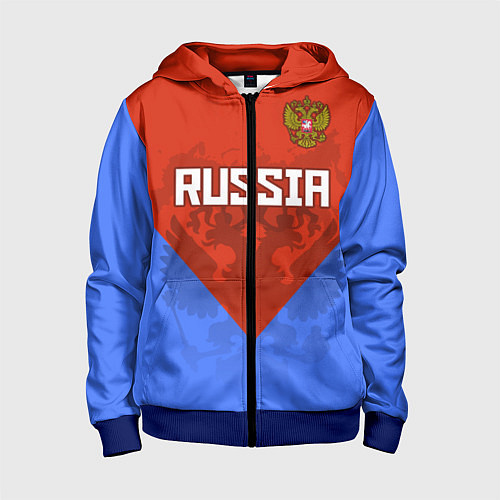 Детская толстовка на молнии Russia Red & Blue / 3D-Синий – фото 1