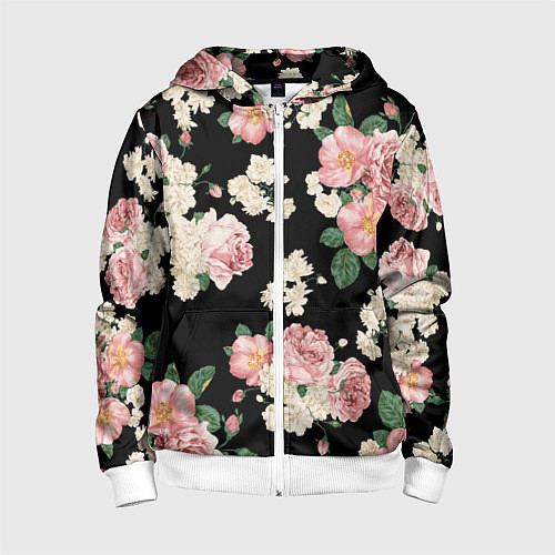 Детская толстовка на молнии Floral Pattern / 3D-Белый – фото 1