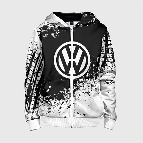 Детская толстовка на молнии Volkswagen: Black Spray / 3D-Белый – фото 1