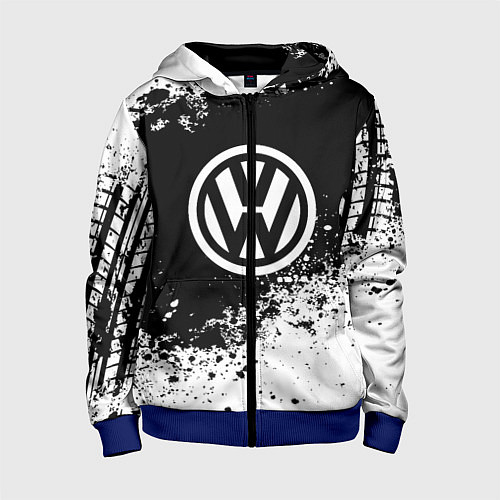 Детская толстовка на молнии Volkswagen: Black Spray / 3D-Синий – фото 1