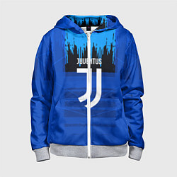 Толстовка на молнии детская FC Juventus: Blue Abstract, цвет: 3D-меланж