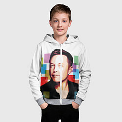Толстовка на молнии детская Илон Маск, цвет: 3D-меланж — фото 2