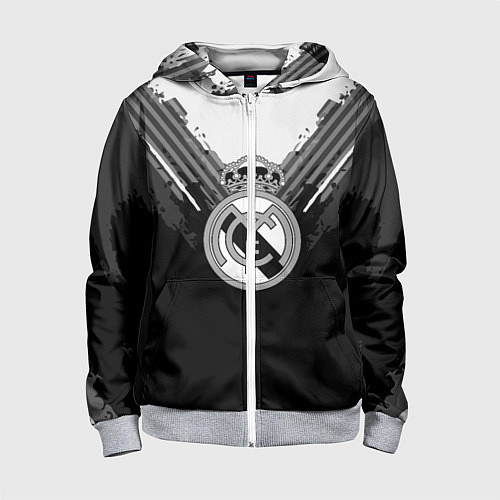 Детская толстовка на молнии FC Real Madrid: Black Style / 3D-Меланж – фото 1