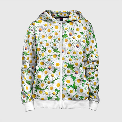 Детская толстовка на молнии Полевые ромашки / 3D-Белый – фото 1