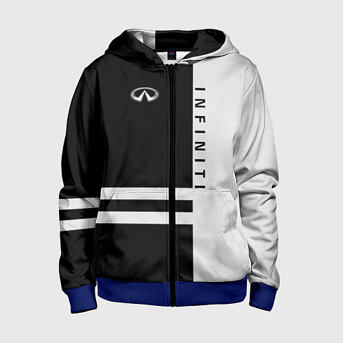 Детская толстовка на молнии Infiniti: B&W Lines / 3D-Синий – фото 1