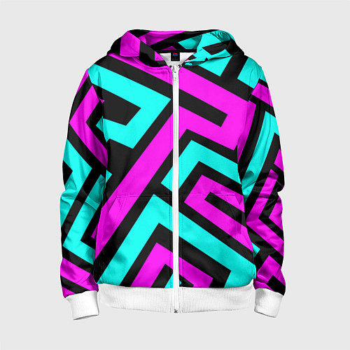 Детская толстовка на молнии Maze: Violet & Turquoise / 3D-Белый – фото 1