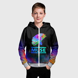 Толстовка на молнии детская Muse: Neon Flower, цвет: 3D-меланж — фото 2