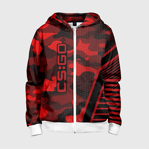 Детская толстовка на молнии CS:GO Red Camo / 3D-Белый – фото 1