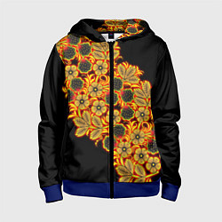 Толстовка на молнии детская Славянская роспись, цвет: 3D-синий