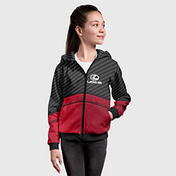 Толстовка на молнии детская Lexus: Red Carbon, цвет: 3D-черный — фото 2