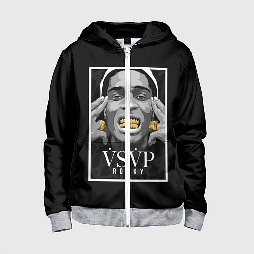 Детская толстовка на молнии ASAP Rocky: Gold Edition / 3D-Меланж – фото 1