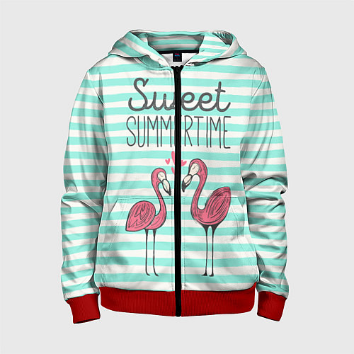 Детская толстовка на молнии Sweet Summer Flamingo / 3D-Красный – фото 1