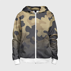 Толстовка на молнии детская Camouflage Khaki, цвет: 3D-белый