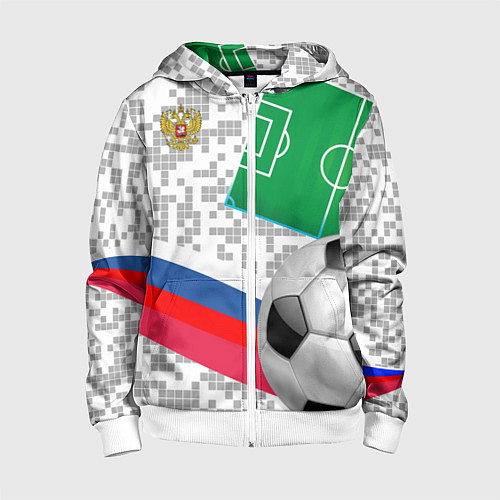 Детская толстовка на молнии Русский футбол / 3D-Белый – фото 1