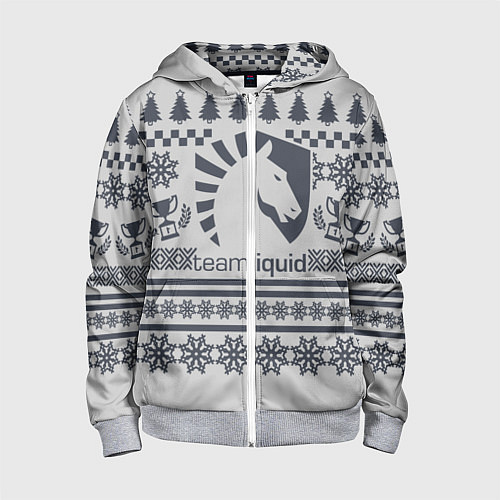 Детская толстовка на молнии Team Liquid: Grey Winter / 3D-Меланж – фото 1