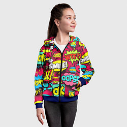 Толстовка на молнии детская Слова из комиксов, цвет: 3D-синий — фото 2