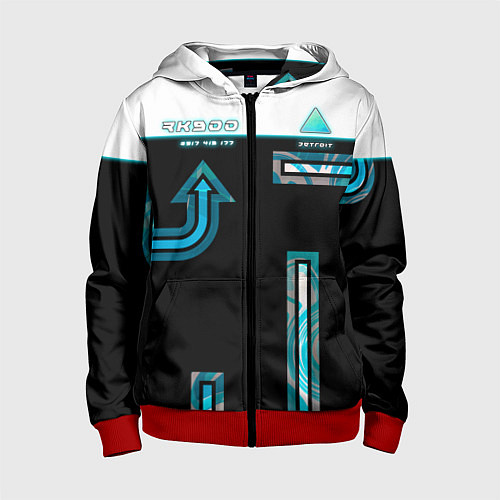 Детская толстовка на молнии Detroit: RK900 Street style / 3D-Красный – фото 1