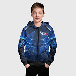 Толстовка на молнии детская Mass Effect: Blue Armor N7, цвет: 3D-черный — фото 2