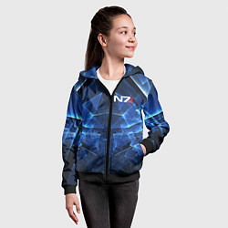 Толстовка на молнии детская Mass Effect: Blue Armor N7, цвет: 3D-черный — фото 2