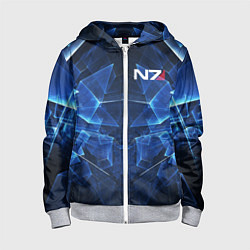 Толстовка на молнии детская Mass Effect: Blue Armor N7, цвет: 3D-меланж