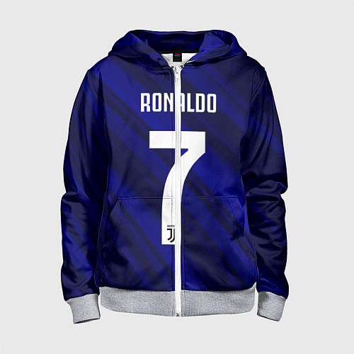 Детская толстовка на молнии Ronaldo 7: Blue Sport / 3D-Меланж – фото 1