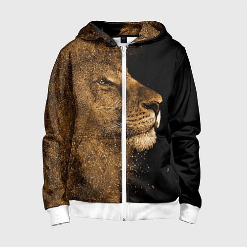 Детская толстовка на молнии Песчаный лев / 3D-Белый – фото 1