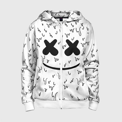 Детская толстовка на молнии Marshmello: Liquid Face / 3D-Белый – фото 1