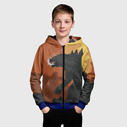 Толстовка на молнии детская Godzilla: Monster Smoke, цвет: 3D-синий — фото 2