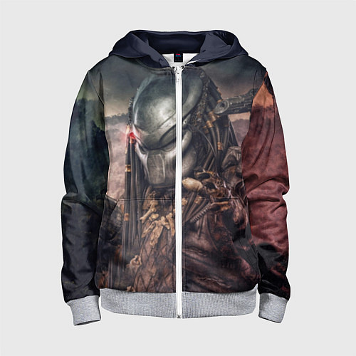 Детская толстовка на молнии Merciless Predator / 3D-Меланж – фото 1