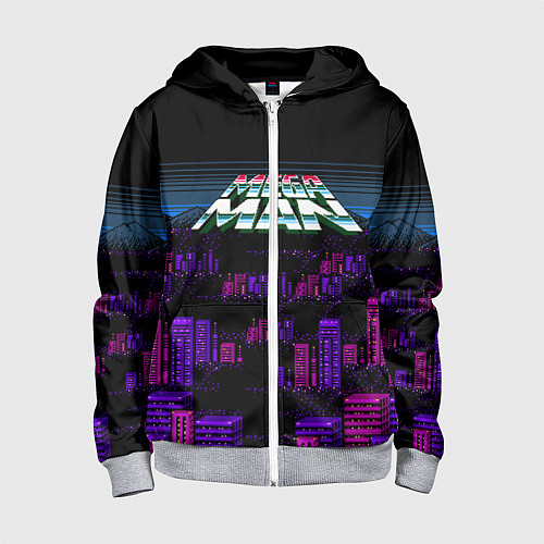 Детская толстовка на молнии Megaman city / 3D-Меланж – фото 1