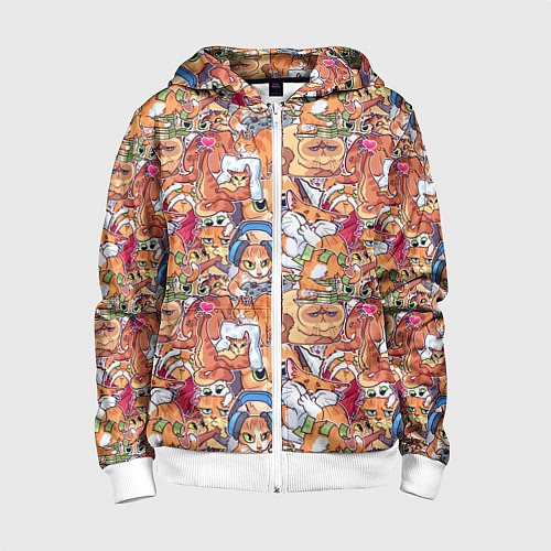 Детская толстовка на молнии Котобомбинг / 3D-Белый – фото 1