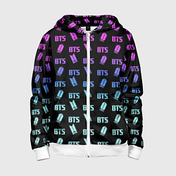 Толстовка на молнии детская BTS: Neon Gradient, цвет: 3D-белый